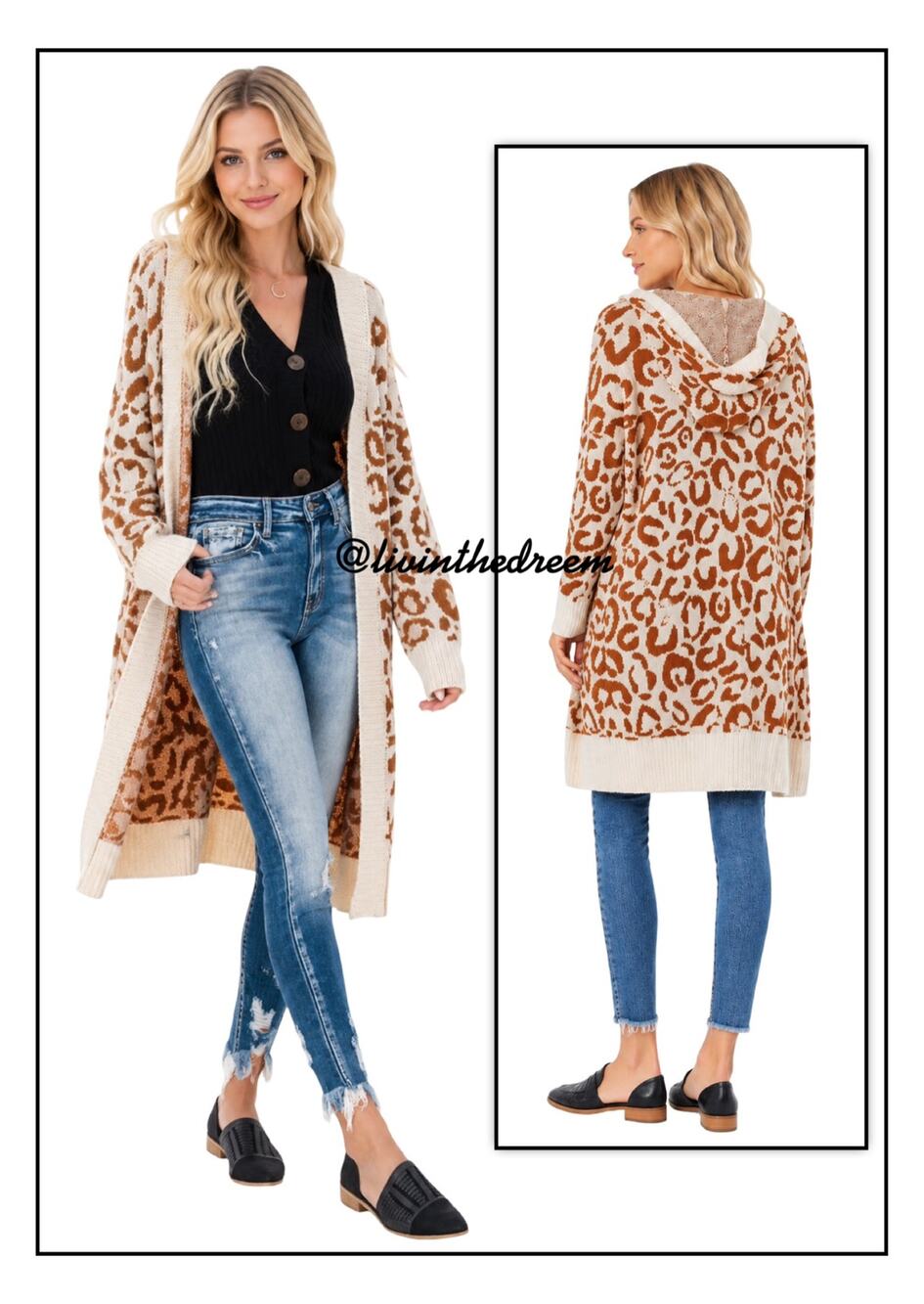 The Buckle Very J Cheetah Hooded Cardigan Sweater SZ M